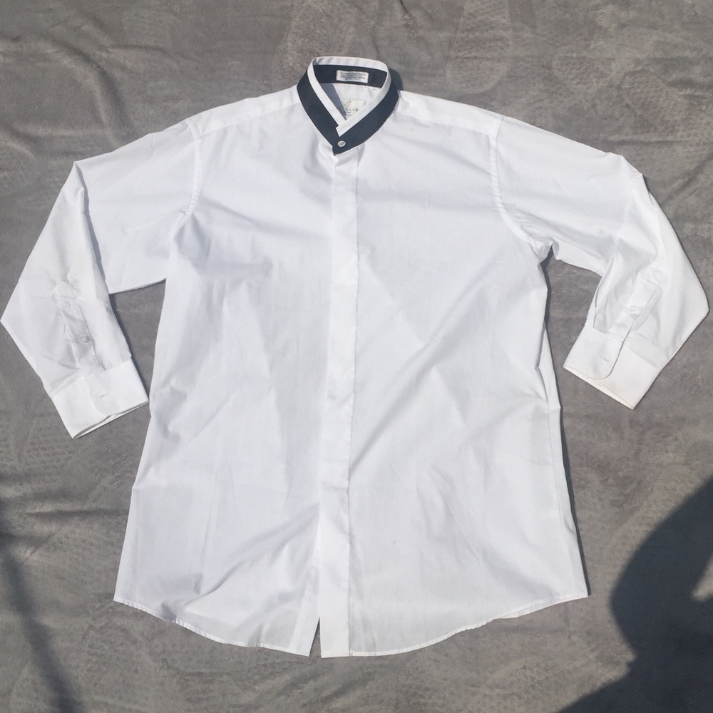 Neil Allyn White ButtonUp w Black Trim Collar Sz L